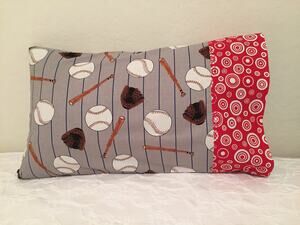 PLAY BALL! Toddler/Travel Size 100% Cotton Handmade PILLOWCASE